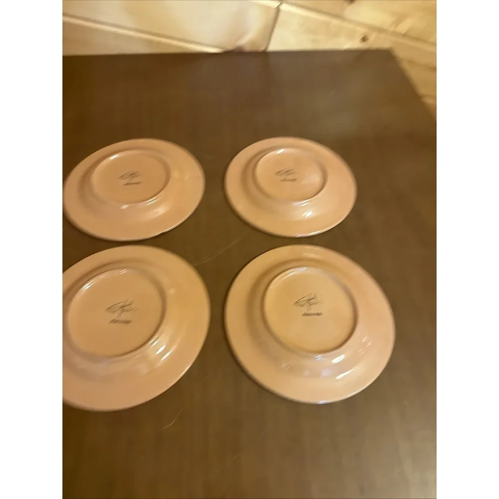 Four Rare Vintage Italian Artist Cristina Fortini Hand Painted Hydrangea Plates